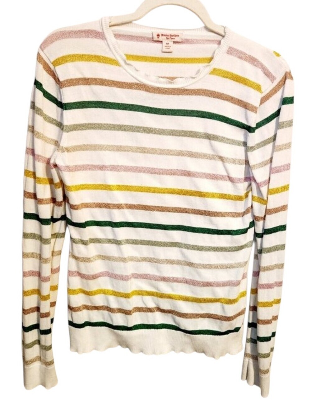 Brooks Brothers | Women's Striped Off-White Crewneck Sweater (Size Medium)